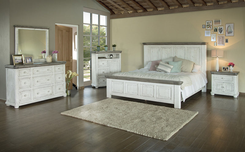 62" Gray and Ivory Solid Wood Nine Drawer Triple Dresser-3