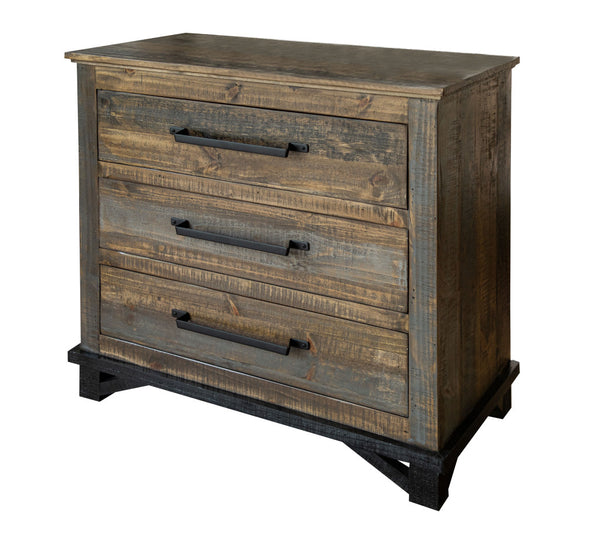 37" Brown and Gray Solid Wood Three Drawer Chest-0