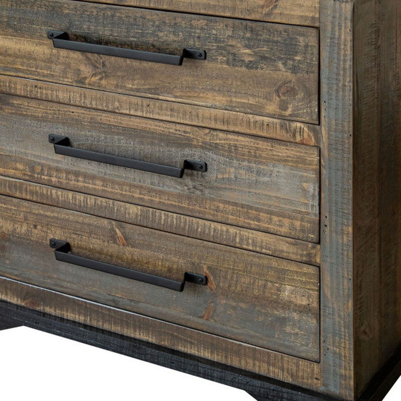37" Brown and Gray Solid Wood Three Drawer Chest-3
