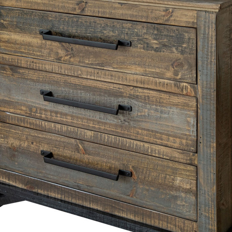 37" Brown and Gray Solid Wood Three Drawer Chest-2