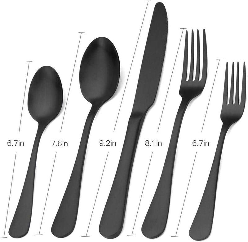 Matte Black Silverware Set, Satin Finish 20-Piece Stainless Steel Flatware Set,Kitchen Utensil Set Service for 4,Tableware Cutlery Set for Home and Restaurant, Dishwasher Safe - Puck's