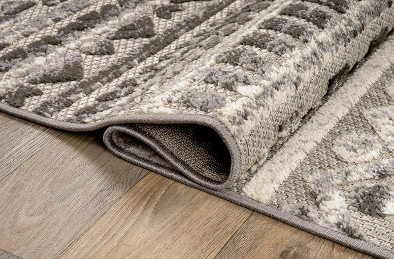 Modern Stripes Geometric Indoor/Outdoor Area Rug 5' X 7' Gray - Puck's