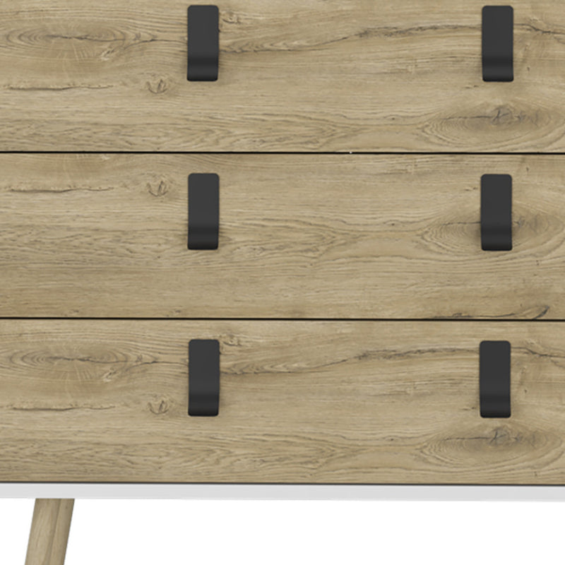 32" White and Natural Three Drawer Dresser-5