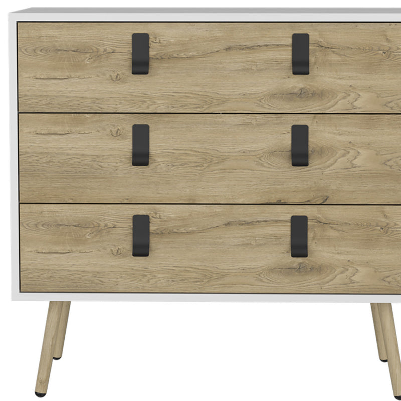 32" White and Natural Three Drawer Dresser-6