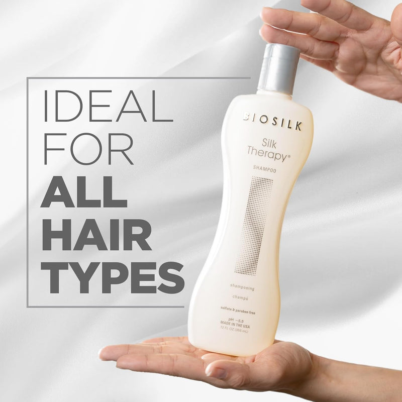 Silk Therapy Shampoo, Gentle Hair Cleanser Delivers Healthy & Shiny Hair, Great for All Hair Types, Sulfate, Paraben, & Cruelty-Free, 12 Oz - Puck's