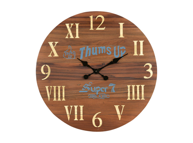 24" Brown Solid Wood Silent Analog Round Wall Clock-1
