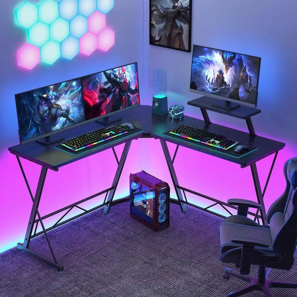 Mr IRONSTONE Gaming Furniture,Gamer Desk,Gaming Desk,L Shaped Gaming Desk Corner Computer Deskcomputer Desk Thick Tables & Desks - Puck's