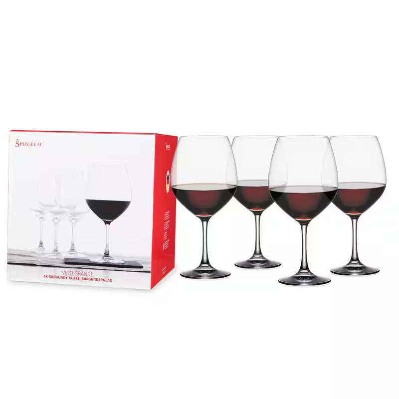 25 Oz. Burgundy Wine Glasses European-Made Lead-Free Crystal, Classic Stemmed, Dishwasher Safe, Gift Set (Set of 4) - Puck's