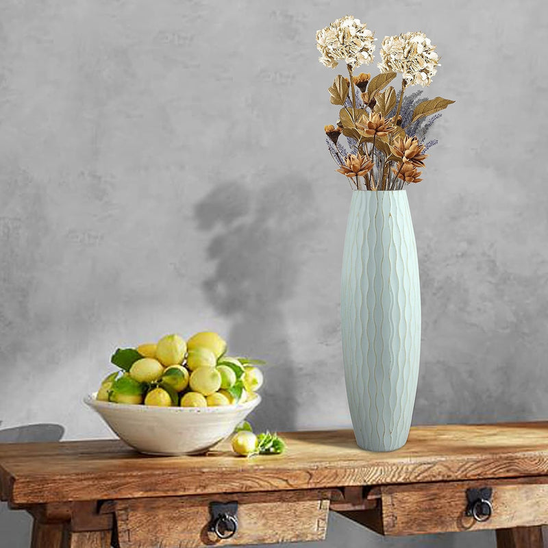 SB-5076C Beach Nostalgia Large Weathered Pale Ocean Wood Vase, Light Blue, 15.7" - Puck's
