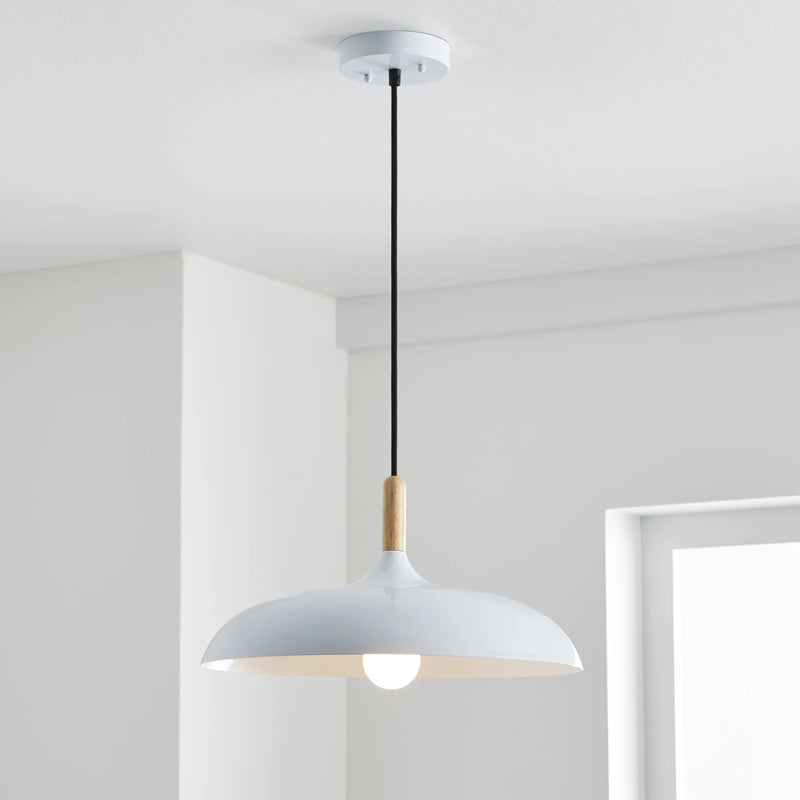 55" Industrial White Pendant Ceiling Light, All Metal Fixture Adjustable Cord - Puck's