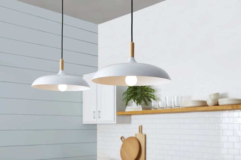 55" Industrial White Pendant Ceiling Light, All Metal Fixture Adjustable Cord - Puck's