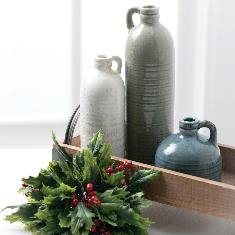 Ceramic Jug Vase Set, Farmhouse Decor, Kitchen, Bedroom, Office, Living Room, Bathroom, & Coffee Table Centerpiece Decorations, Vases for Decor, Mantle & Shelf (CM2431) - Puck's