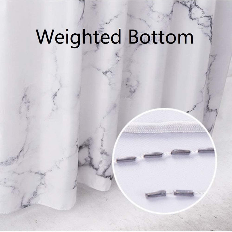 Marble Bathroom Shower Curtain,Grey and White Fabric Shower Curtain with Hooks,Unique 3D Printing,Decorative Bathroom Accessories,Water Proof,Reinforced Metal Grommets,Standard 72X72 Inches - Puck's
