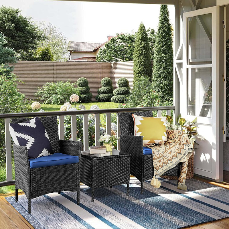 3 Pieces Patio Furniture Sets,Wicker Patio Set,Pe Rattan Patio Furniture,Patio Bistro Sets,Porch Furniture,Outdoor Conversation Sets,Wicker Patio Chairs,Balcony Furniture Set - Puck's