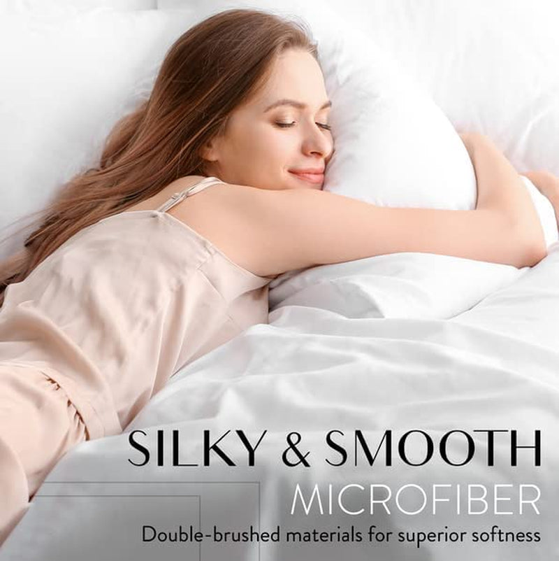 California King Sheet Set - 6 Piece Set Including 4 Pillowcases - Deep Pockets - Breathable, Soft Bed Sheets - Wrinkle Free - Machine Washable - White Cal King Bed Sheets - 6 Pc - Puck's