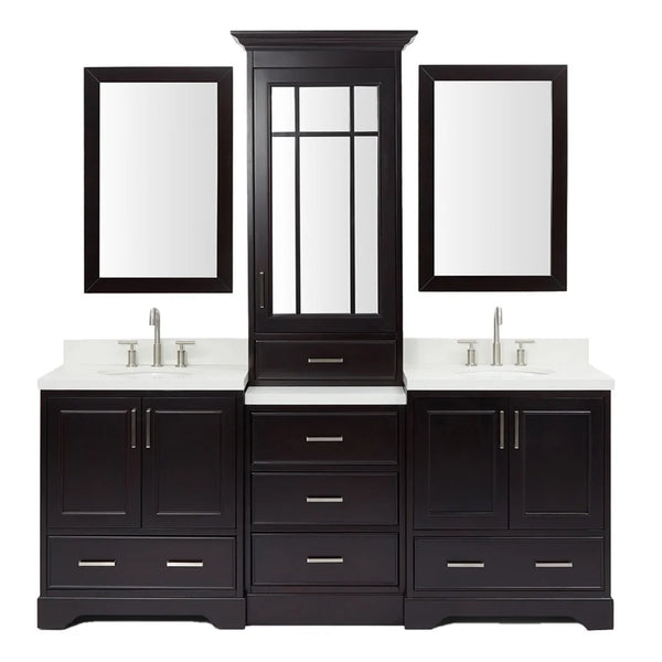 Stafford 85 in Double Sink Vanity Set in Espresso-36''H x 24''W - Puck's