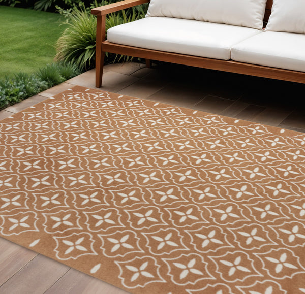 8' X 10' Copper Geometric Indoor Outdoor Area Rug-0