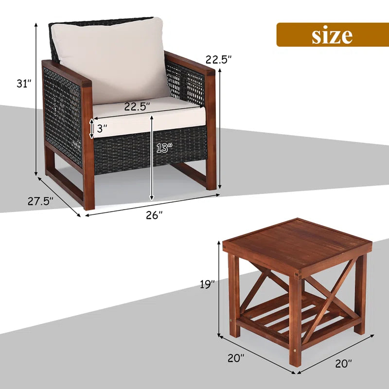 Krawczyk Acacia 2 - Person Patio Conversation Sets with Cushions