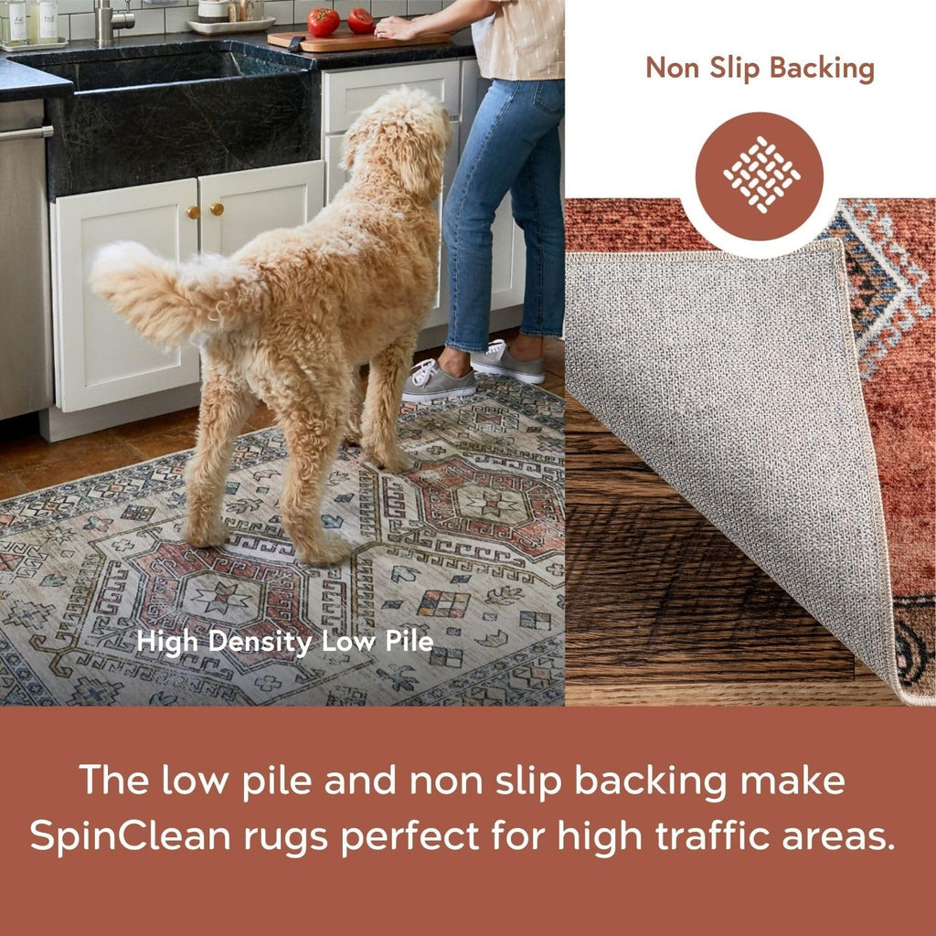 Chelsea Machine Washable Modern Abstract Line Ultra Thin Area Rug, 5' X 8', Grey - Puck's