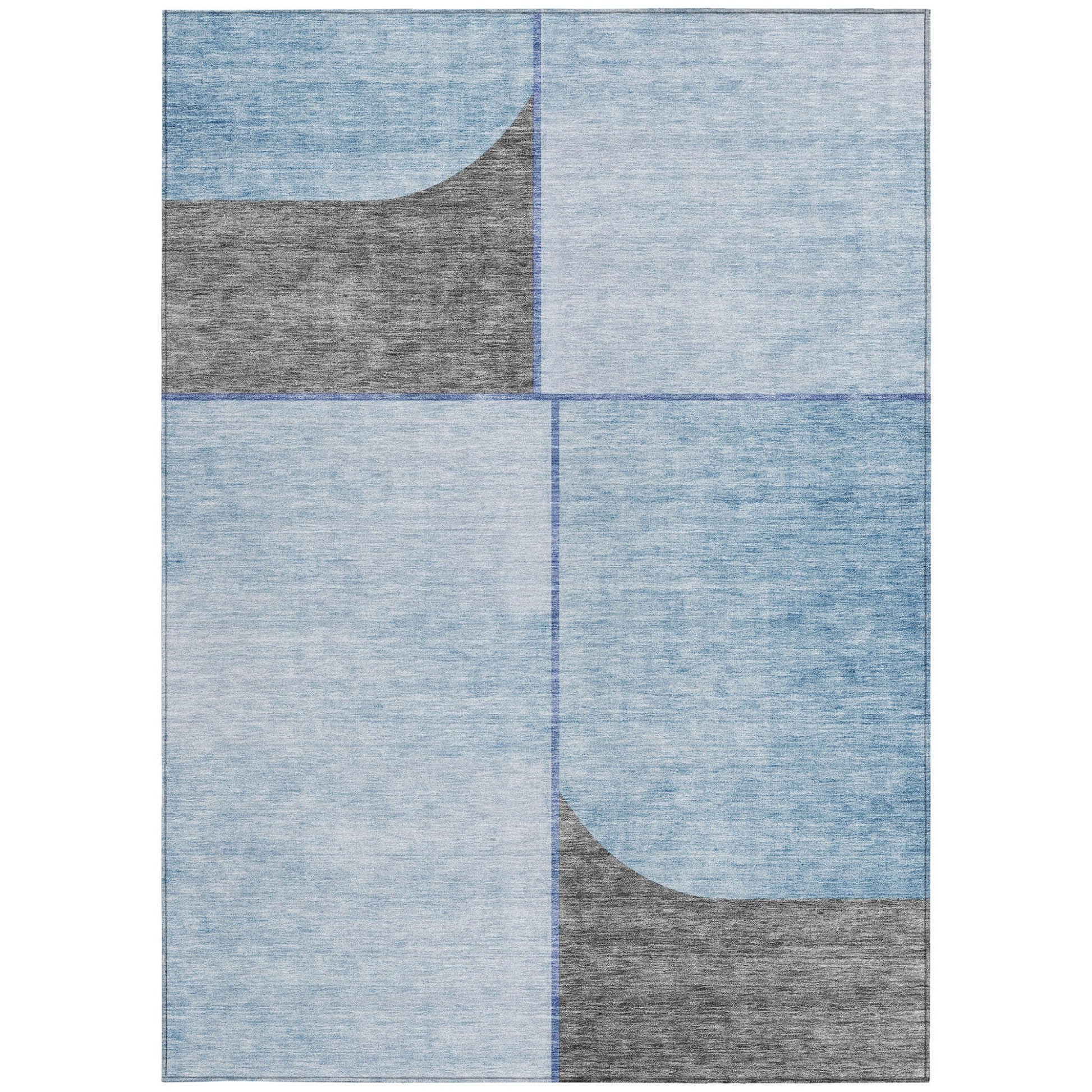 10' X 14' Sky Blue And Denim Blue Abstract Washable Indoor Outdoor Area Rug-5