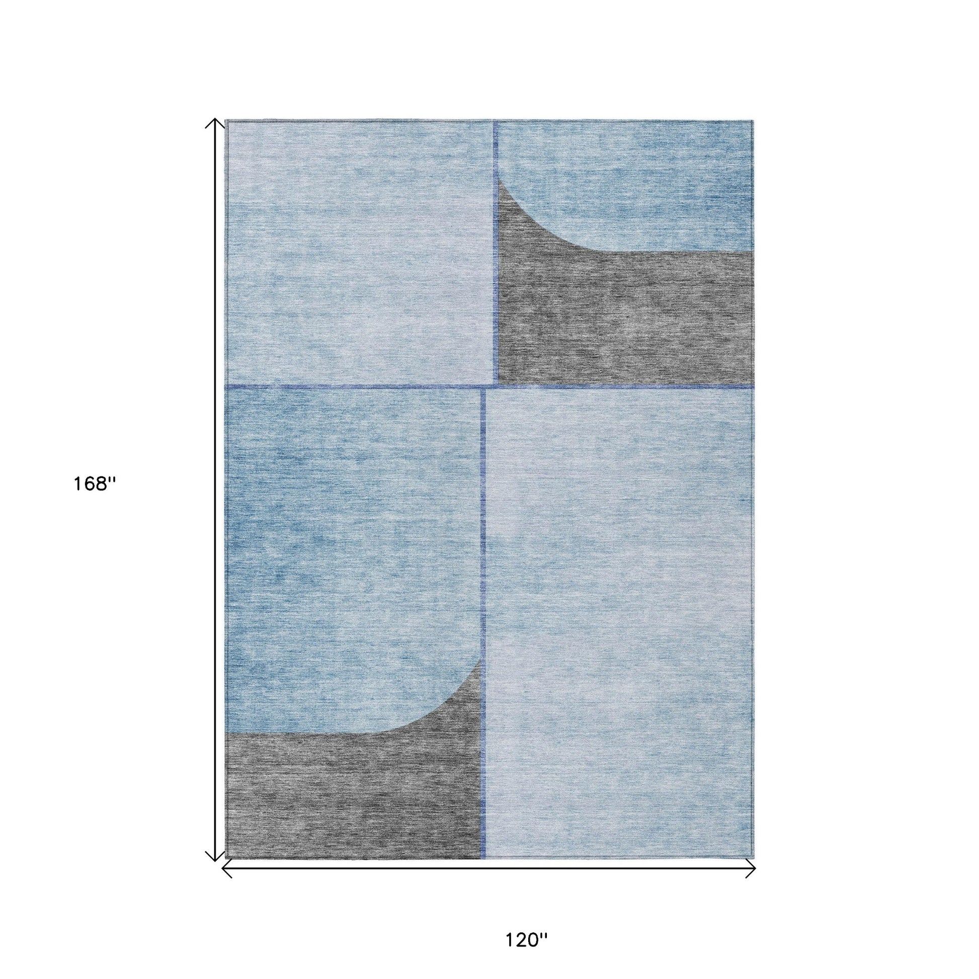 10' X 14' Sky Blue And Denim Blue Abstract Washable Indoor Outdoor Area Rug-2