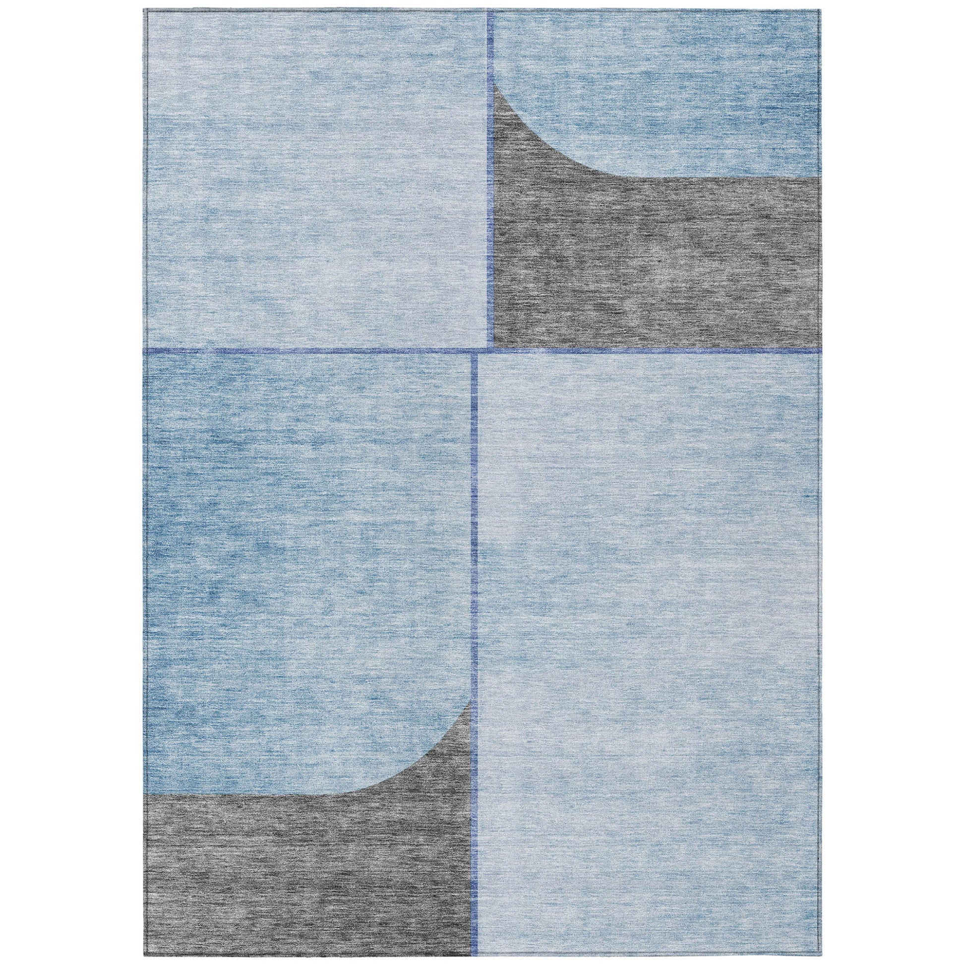 10' X 14' Sky Blue And Denim Blue Abstract Washable Indoor Outdoor Area Rug-1