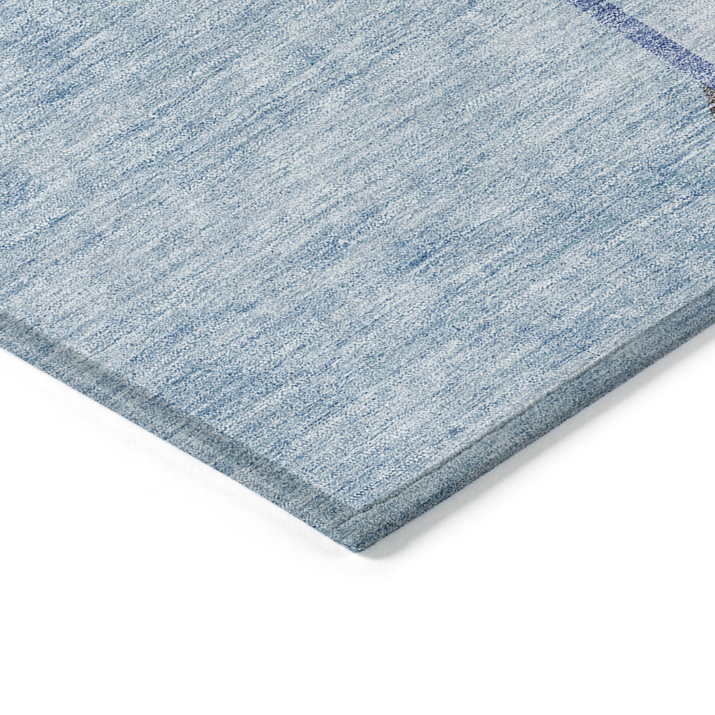 10' X 14' Sky Blue And Denim Blue Abstract Washable Indoor Outdoor Area Rug-3