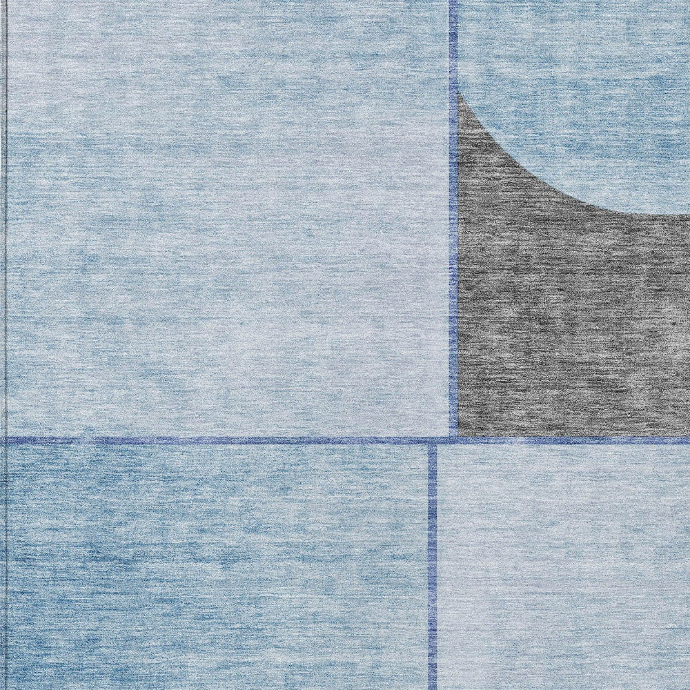10' X 14' Sky Blue And Denim Blue Abstract Washable Indoor Outdoor Area Rug-4