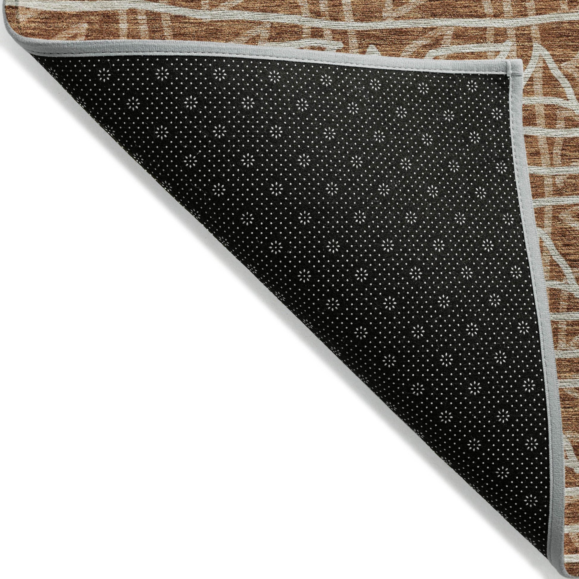 10' X 14' Terra Cotta Copper And Beige Geometric Washable Indoor Outdoor Area Rug-2