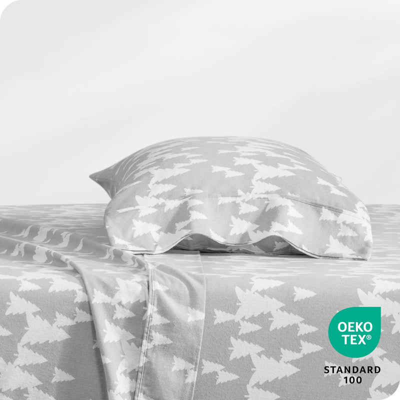 Luxury 100% Cotton Flannel Twin Sheet Set, Deep Pocket, 3-Piece, Winter Trees
