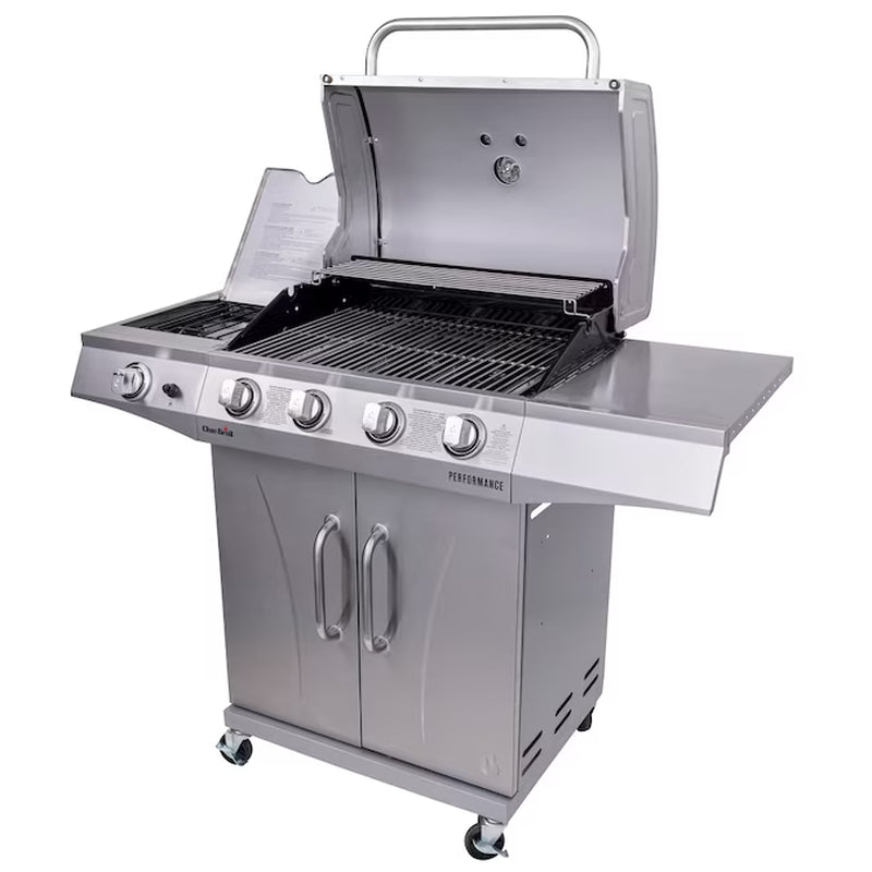 Performance Series Silver 4-Burner Liquid Propane Gas Grill with 1 Side Burner - Puck's
