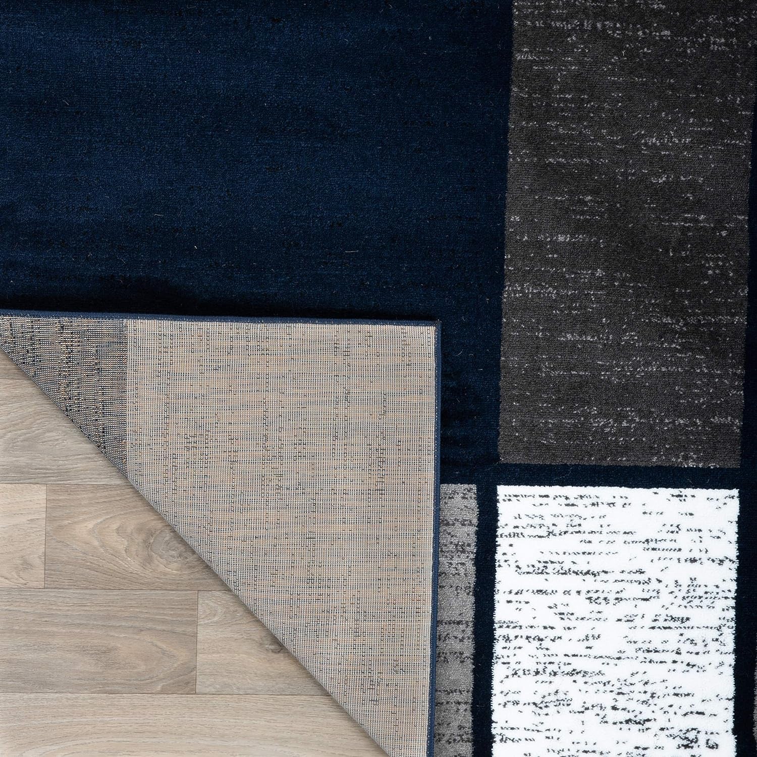 Contemporary Modern Boxes Area Rug 10' X 14' Navy - Puck's