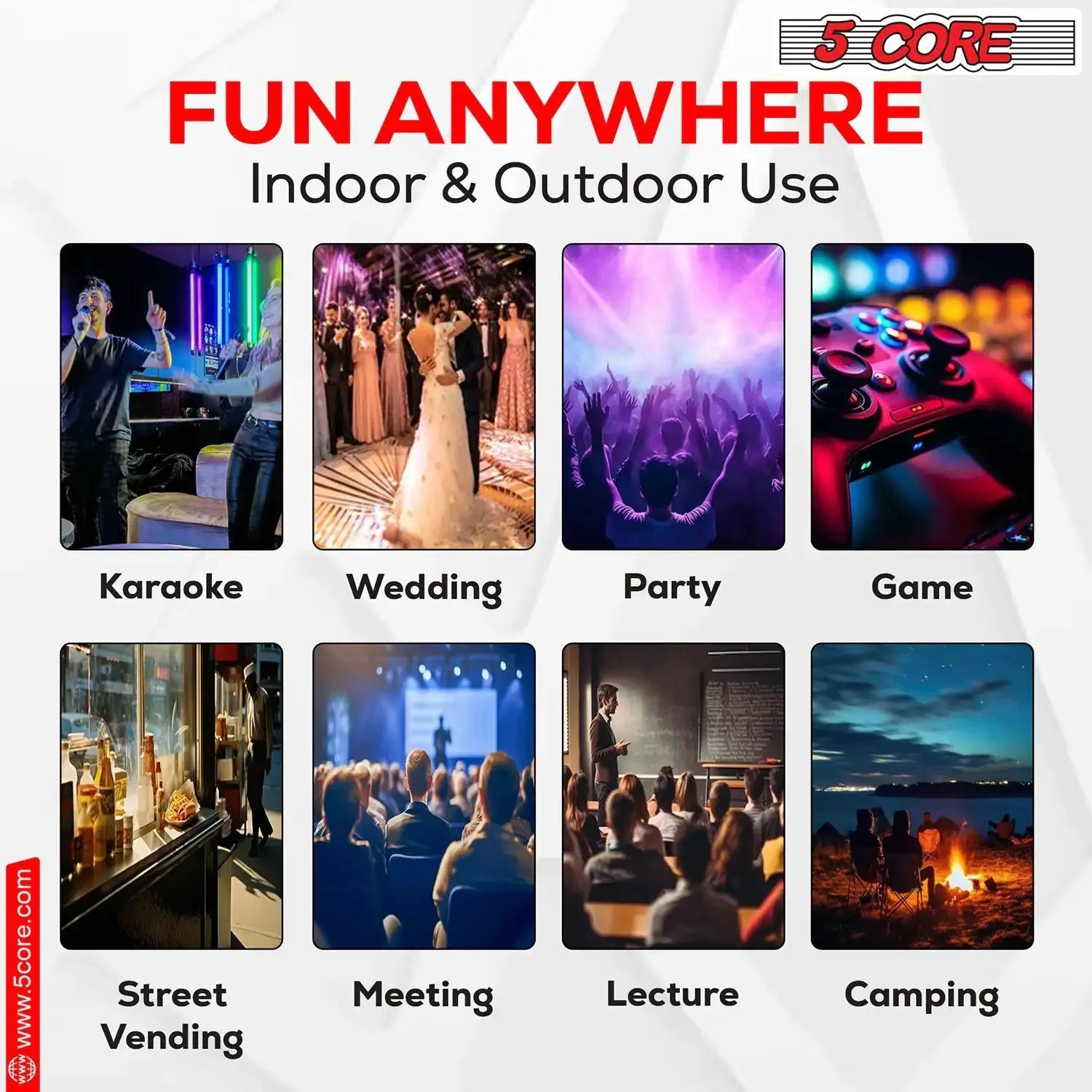 5Core 8 inch PA Portable Bluetooth Party Speaker Karaoke Boombox + 2 - Puck's