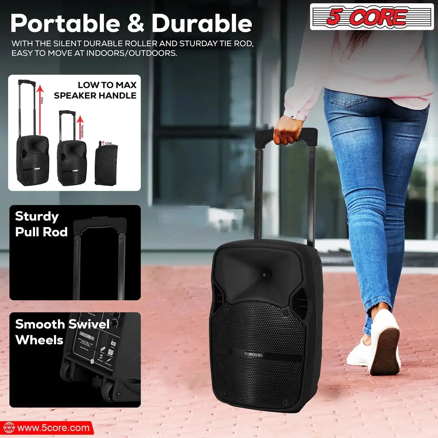 5Core 8 inch PA Portable Bluetooth Party Speaker Karaoke Boombox + 2 - Puck's