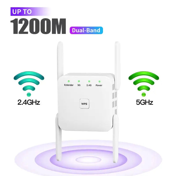 5Ghz Wifi Repeater AC1200 Wi-Fi Booster Wifi Extender Amplifier 2.4G/5Ghz Wi-Fi Signal Booster Long Range Network Access Point - Puck's