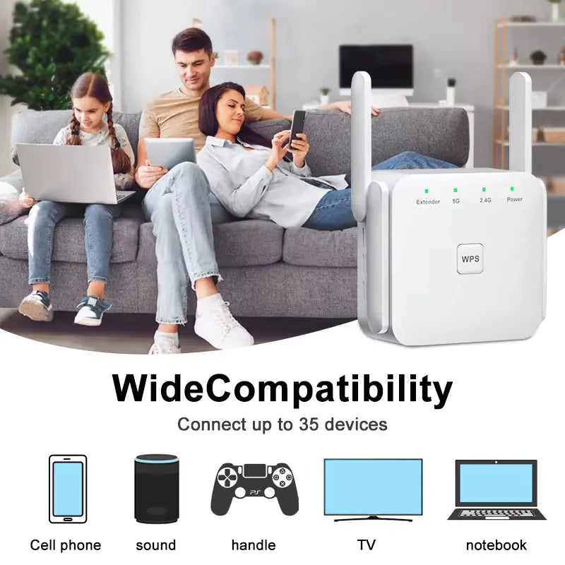 5Ghz Wifi Repeater AC1200 Wi-Fi Booster Wifi Extender Amplifier 2.4G/5Ghz Wi-Fi Signal Booster Long Range Network Access Point - Puck's