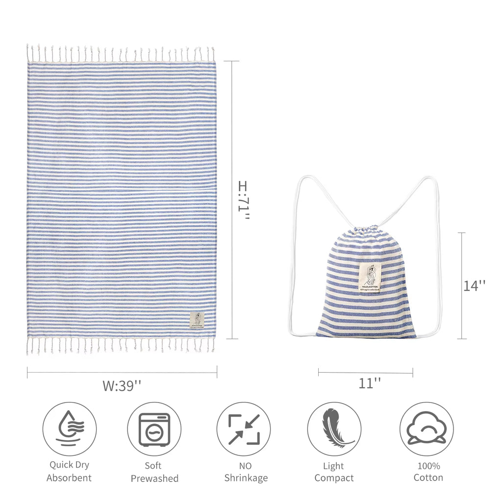 YEUZLICOTTON Hot Sale Luxury Striped Tassel 100% Cotton Sauna Spa Bath Towel for Home 100*180CM Travel Turkish Large Beach Towel - Puck's
