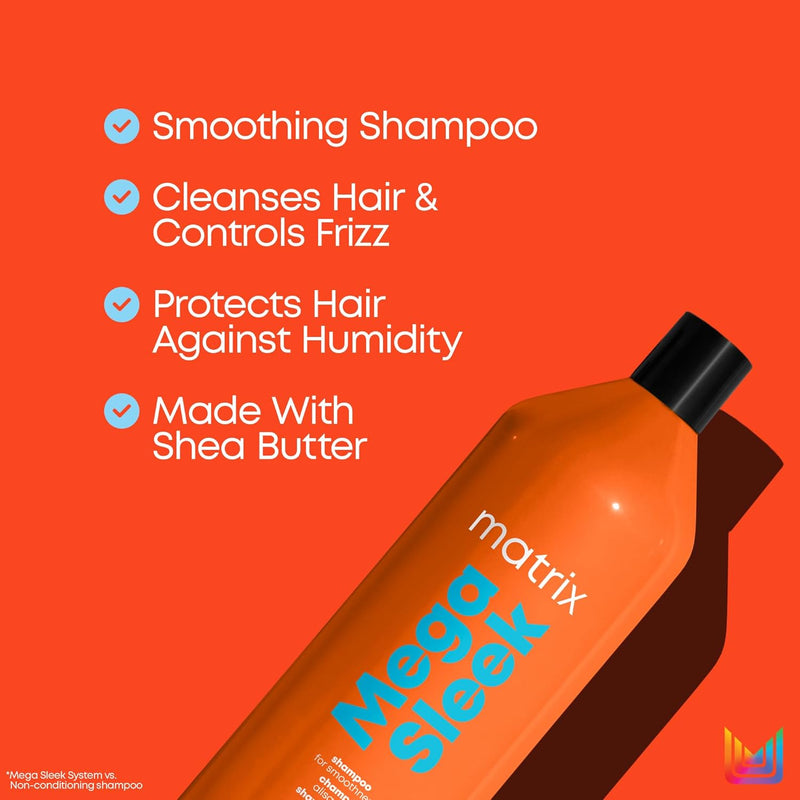Mega Sleek Shampoo and Conditioner Set - Smoothing, Anti-Frizz, Detangling, for Dry, Damaged & Frizzy Hair, Nourishes with Shea Butter, Vegan - Puck's