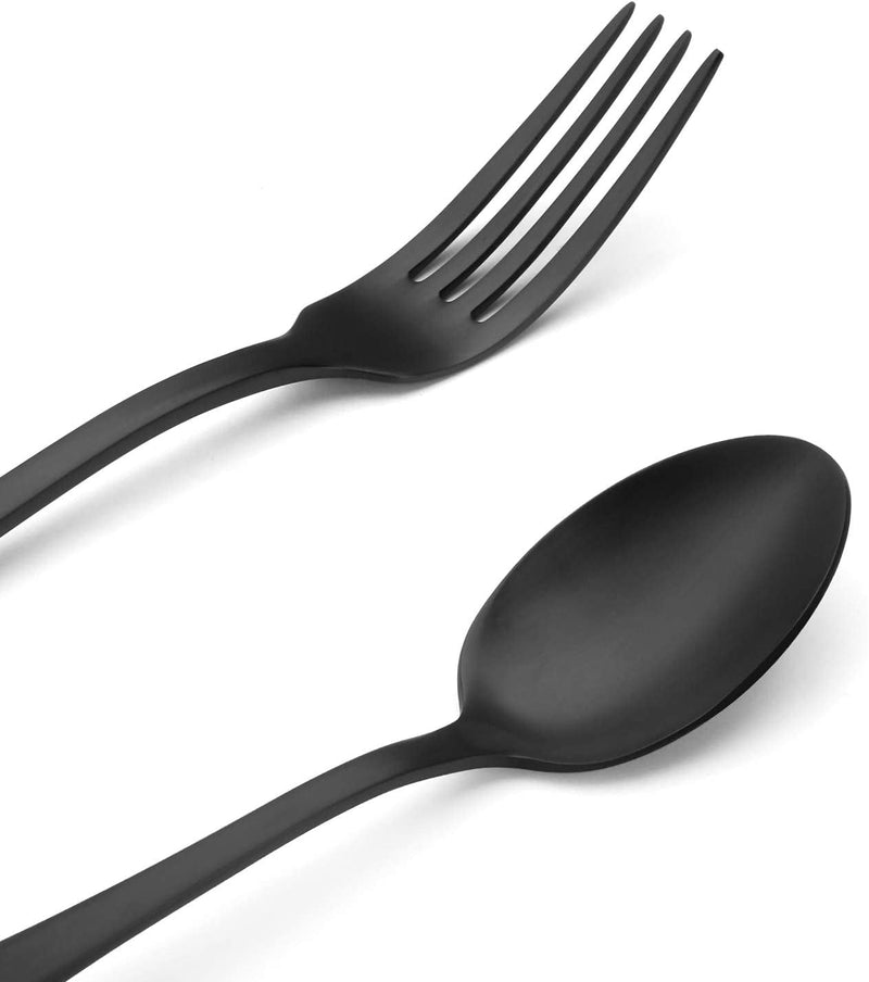 Matte Black Silverware Set, Satin Finish 20-Piece Stainless Steel Flatware Set,Kitchen Utensil Set Service for 4,Tableware Cutlery Set for Home and Restaurant, Dishwasher Safe - Puck's