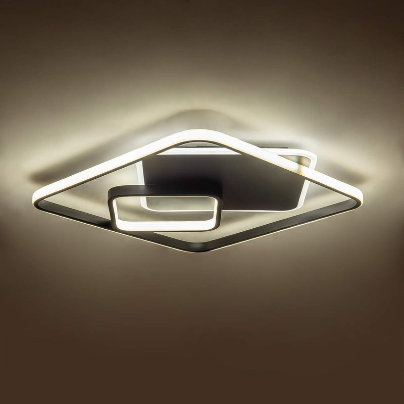 Modern LED Ceiling Light, Black Flush Mount Remote Control Close to Ceiling Lighting Fixture 70W Dimmable Color Changeable Ceiling Lighting for Living Room, Bedroom, Dining Room - Puck's