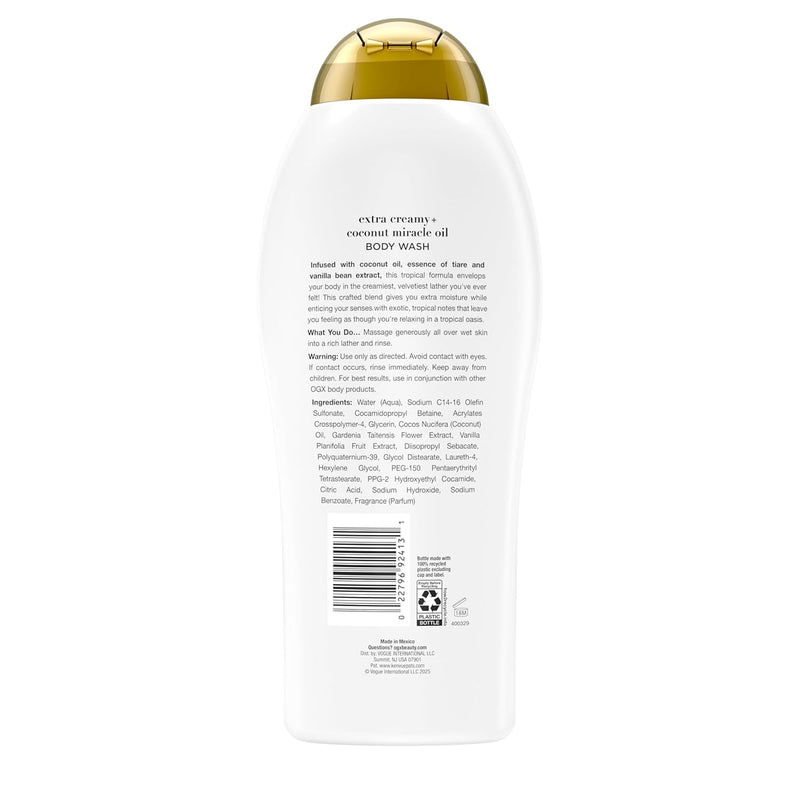 Extra Creamy + Coconut Miracle Oil Ultra Moisture Body Wash, 19.5 Fl Oz - Puck's