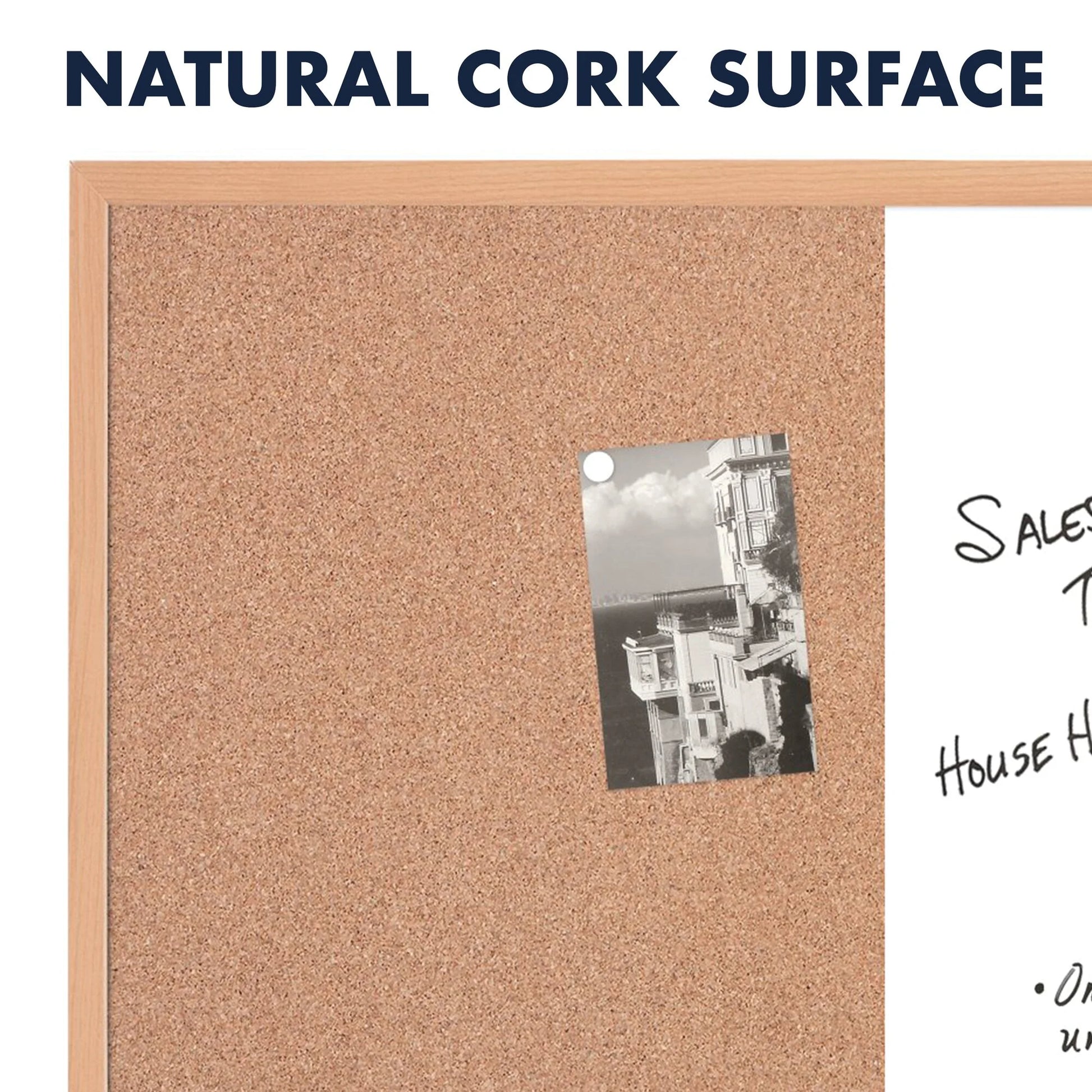 Combination Board, 17" X 23", Dry-Erase & Cork Surface, Oak Finish Frame