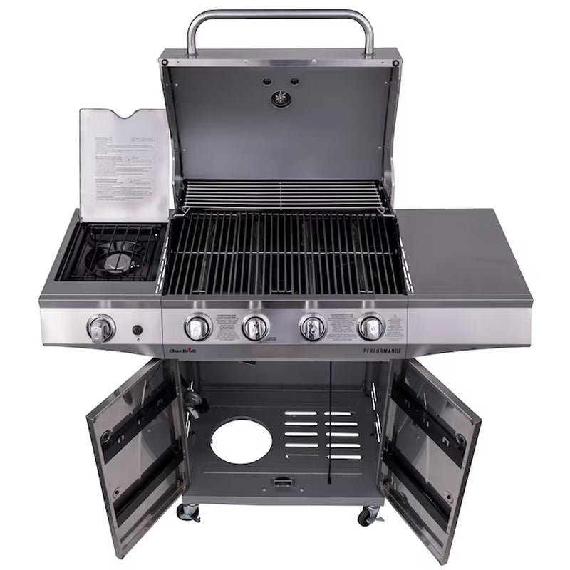 Performance Series Silver 4-Burner Liquid Propane Gas Grill with 1 Side Burner - Puck's