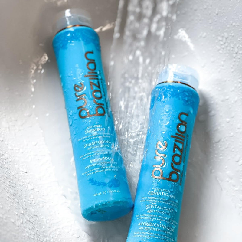 Anti-Frizz Daily Shampoo & Conditioner, Salt-Free & Color Safe, Enriched with Keratin, Argan Oil & Acai, 13.5 Ounce (400 Milliliter) - Puck's