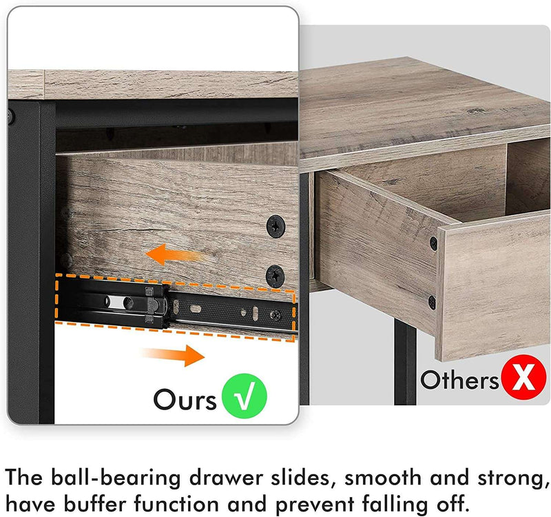 Console Table with Drawer, Entryway Table with 3 Tier Storage Shelves, Narrow Long Sofa Table for Entryway, Living Room, Hallway, Couch, Kitchen, Metal Frame, Gray - Puck's