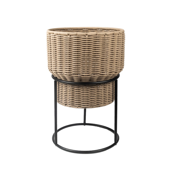 12 Inch Celeste Resin Planter with Metal Stand, Indoor or Outdoor Use - Puck's