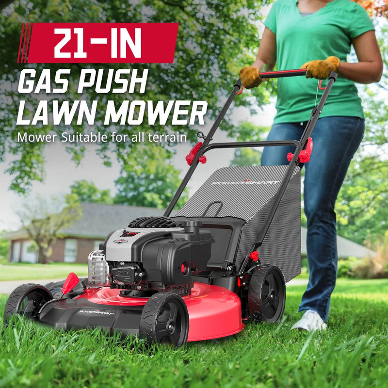 Push Lawn Mower 21-Inch 3-In-1 ,6 Lever Height Adjustment with 140Cc B&S Engine - Puck's