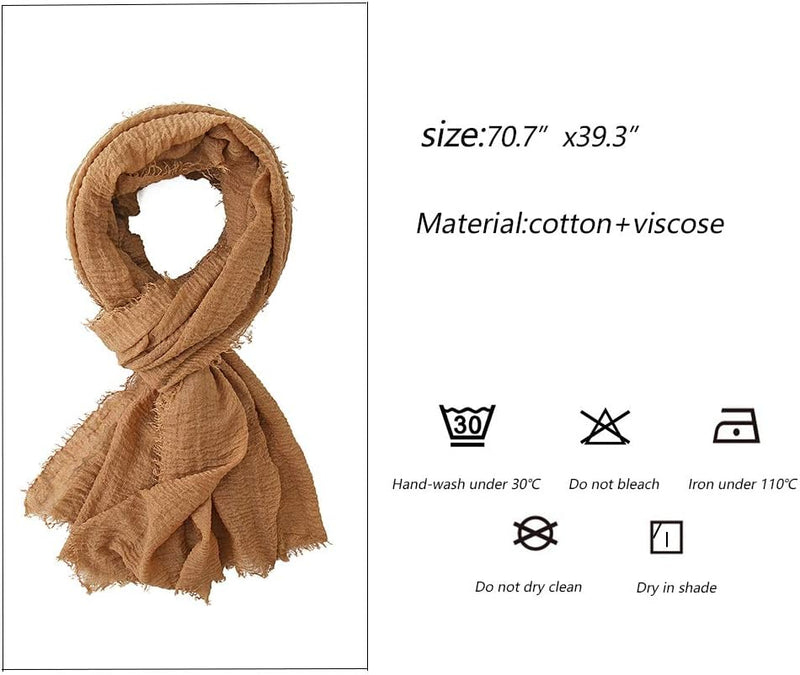 Soft Cotton Hemp Scarf Wrap Long Hijab Scarves for Women - Puck's