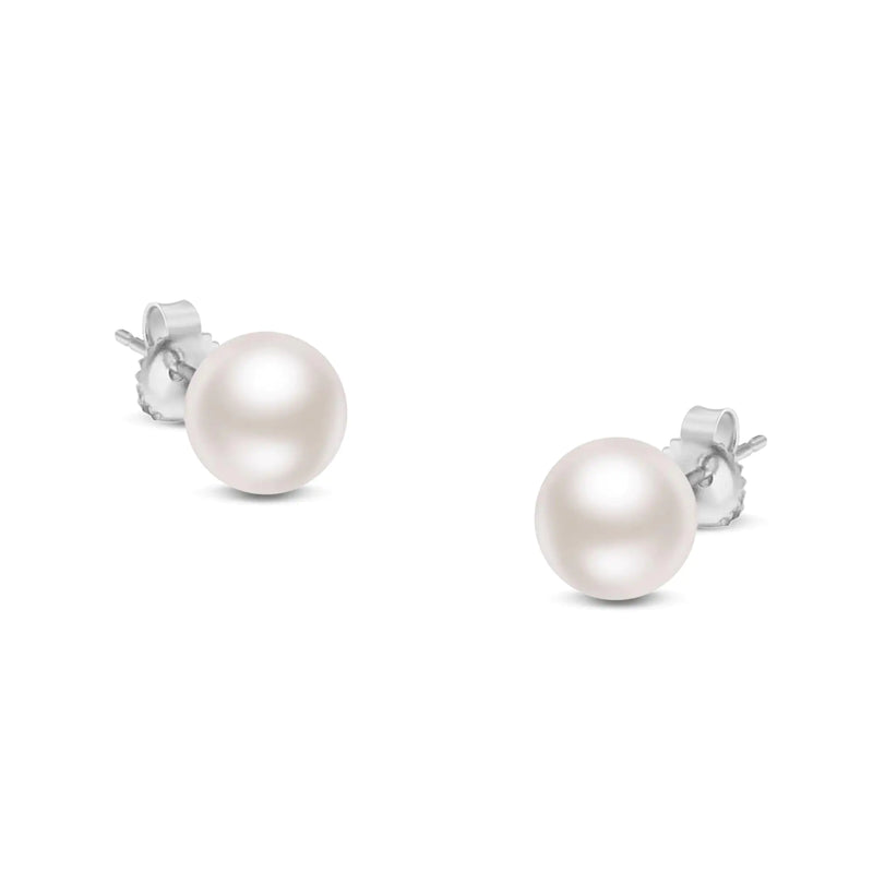 14K Gouden Ronde Witte Zoutwater Akoya Gekweekte Parel Stud Oorbellen AAA+ Kwaliteit - Keuze uit MM Maat - Puck's