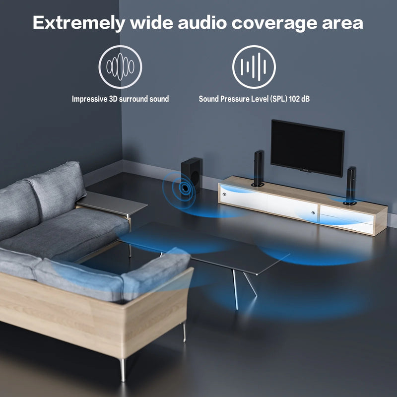 4.1Ch Sound Bar with Subwoofer, 120W Separable Sound Bar for TV with 4 Drivers, Usb/Aux/Coaxial/Optical/Hdmi/Bluetooth Connect, SD01 - Puck's
